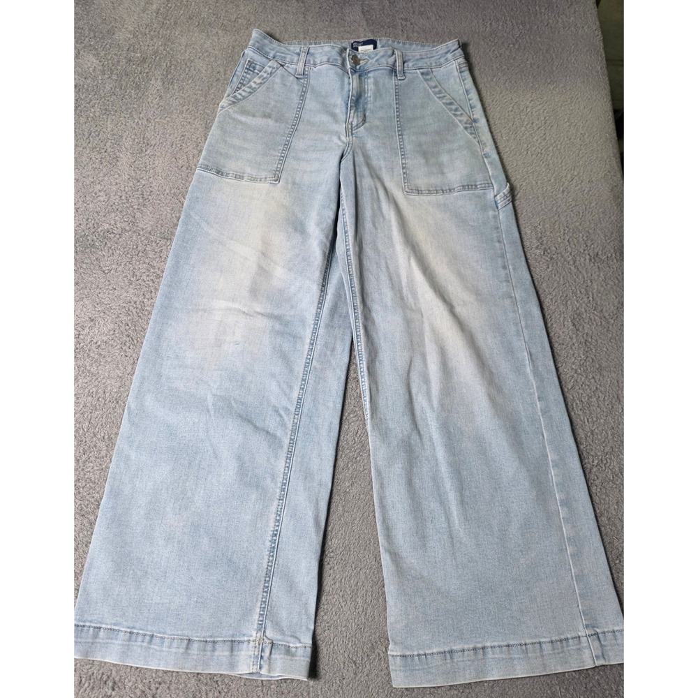 Project Indigo Womens 13 Wide Leg Carpenter Jeans Light Wash Blue High Rise